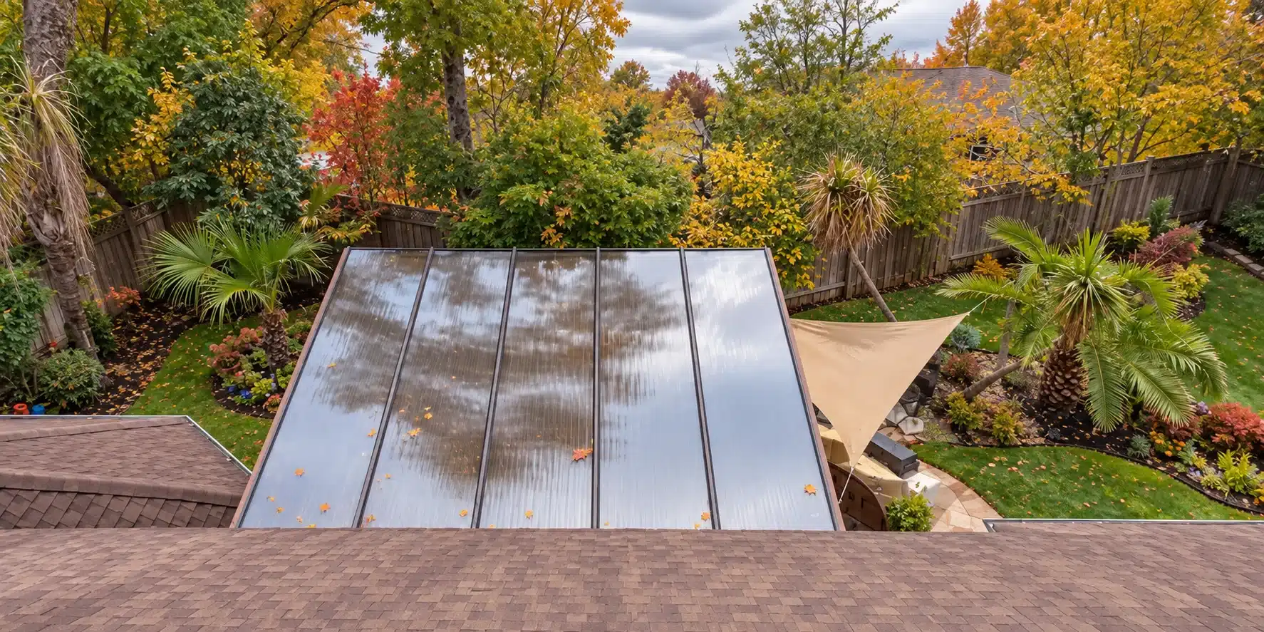 Acrylic patio cover in autumn - Sunspace GTA