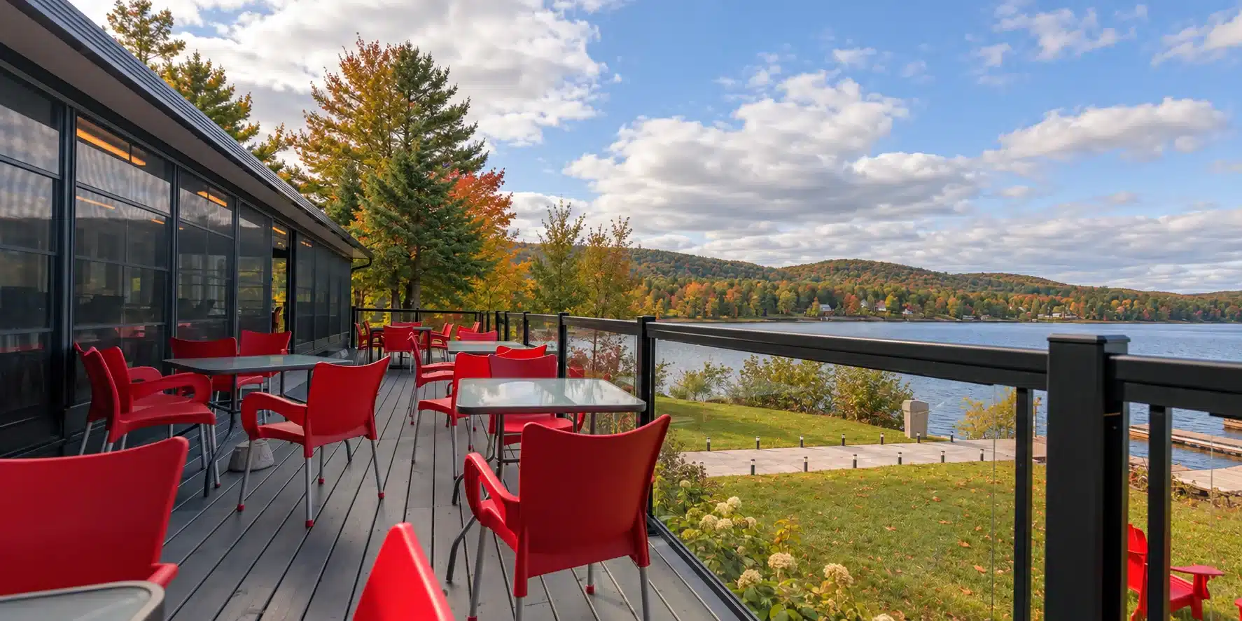 Glass Railings in Fall season - Sunspace GTA
