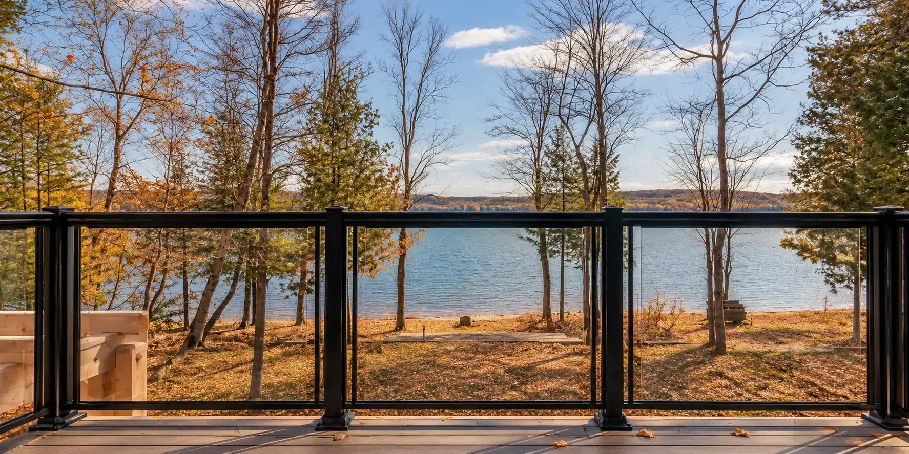 Glass Railings in Fall season - Sunspace GTA
